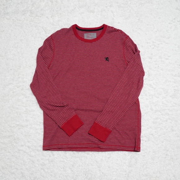 Express Waffle Thermal Sweater Red & Gray Thin Stripe Men Size XL - Picture 1 of 5